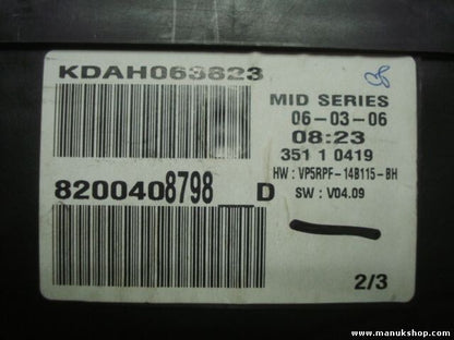 Cuadro de instrumentos Renault8200408798D 8200408798--D VP5RPF-14B115 BH