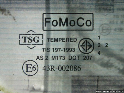 Cristal de la puerta trasero derecho Mazda BT-50 43R002086 DOT207 M173 AS2 E6 