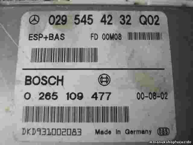 ESP BAS Centralita Mercedes-Benz W168 0295454232 Q02 FD00M08 BOSCH 0265109477