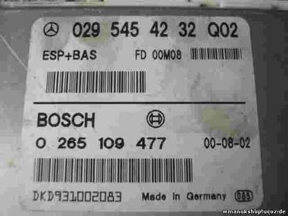 ESP BAS Centralita Mercedes-Benz W168 0295454232 Q02 FD00M08 BOSCH 0265109477
