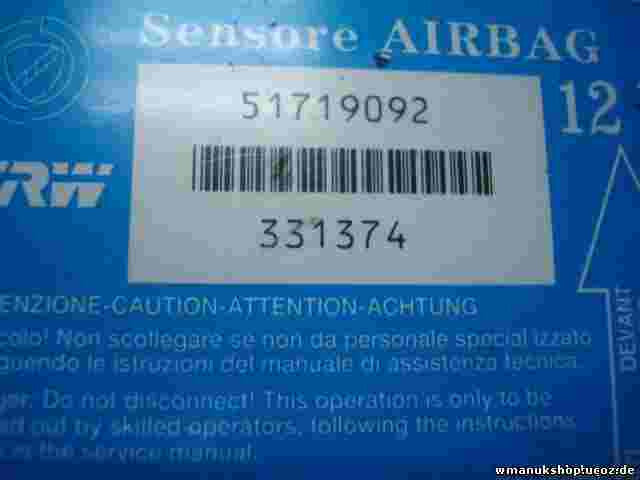 Sensor de impacto de airbag Fiat Punto 188 51719092 0051719092 TRW 331374