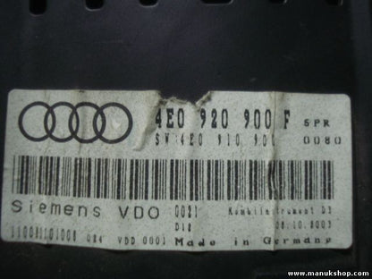 Cuadro de instrumentos Audi A8 4.0 TDI 4E0920900F SIEMENS VDO 110080101008