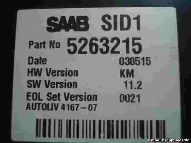 Pantalla del salpicadero Saab 9-3 93 9-5 95 SID1 5263215 Autoliv 4167-07