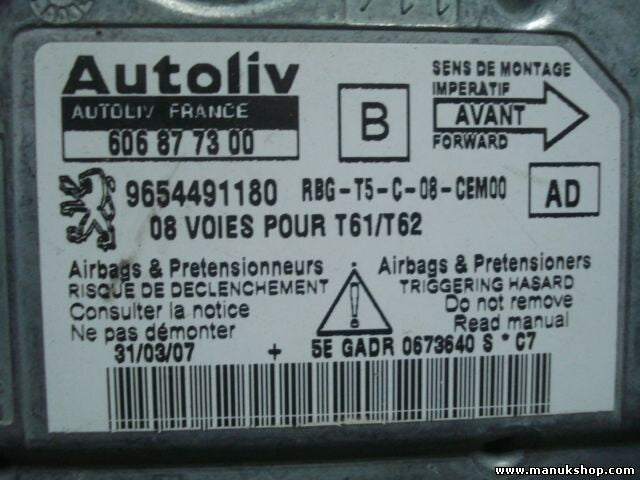 Sensor de impacto de airbag Citroen C4 (AD) 9654491180 606877300 606877300B