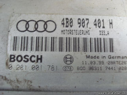 Centralita del motor Audi 4B0907401H 4B0 907 401 H 4BO907401H 0281001781