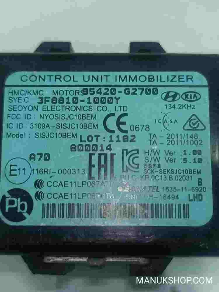 Unidad de control del inmovilizador Kia Hyundai 95420G2700 3109ASISJC10BEM