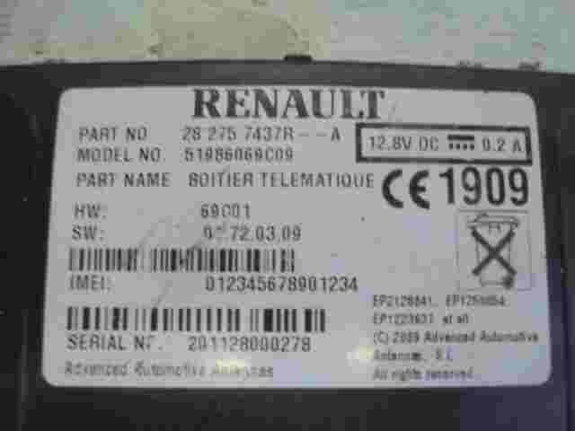 Mando del sistema de navegación Renault 282757437RA 282757437R 51986069C09