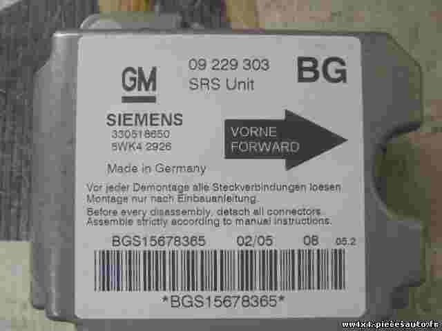 Sensore impatto airbag Opel Zafira 1.6 09229303BG 5WK42926 330518650