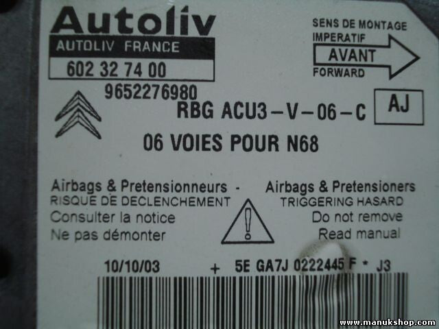 Sensor de impacto de airbag Citroen Xsara 9652276980 602327400 602 32 74 00