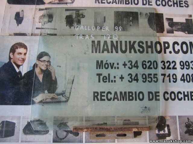 Vetro porta posteriore sinistra Hyundai Galloper 43R001235 DOT398M42AS2 E2