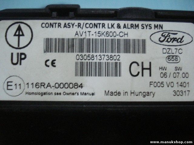 Controlador Confort  Ford B-MAX DZL7C F005V01401 116RA-000084 AV1T15K600CH 