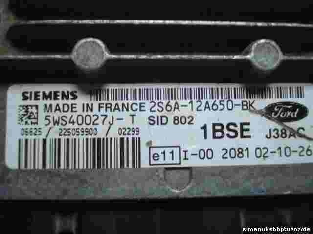 Centralina Ford Fiesta 1.4 2S6A12A650BK SIEMENS SID802 5WS40027J-T