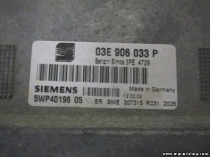 Centralita del motor VW Volkswagen 03E906033P SIEMENS 5WP40196 05 5WP4019605