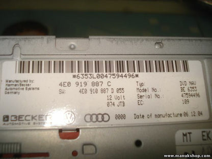 Comando del sistema di navigazione Audi A8 D3 A6 C6 VW 4E0919887C 4E0910887D