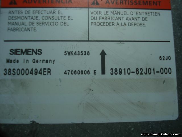 Airbag Centralita Suzuki Swift 3891062J01000 38910-62J01-000 SIEMENS 5WK43538