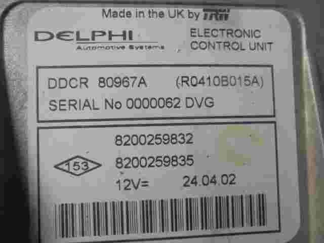 Centralita Renault Megane 8200259832 8200259835 DDCR80967A DELPHI TRW R0410B015A