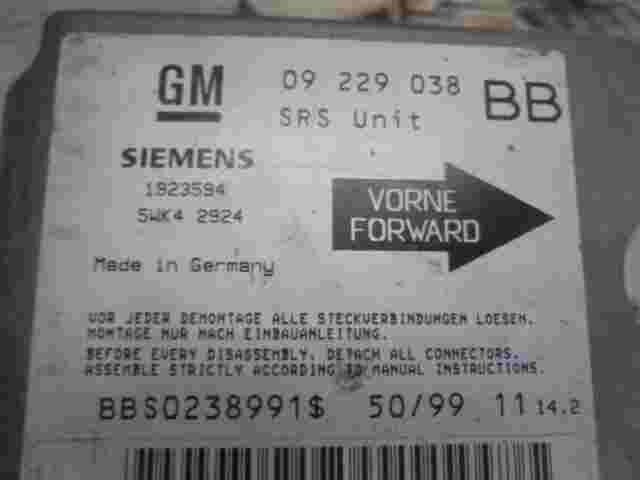 Sensor de impacto de airbag Opel Corsa B 09229038 BB 09229038BB SIEMENS 5WK42924