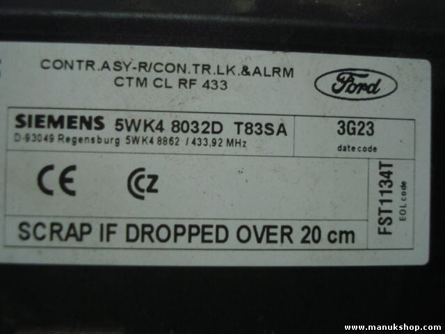 Controlador Confort Ford Fiesta V 2S6T-15K600 CF 2S6T15K600CF SIEMENS 5WK48032D