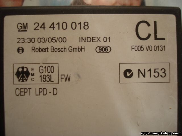 Unidad de control OPEL Vectra B, Omega B, Astra G 24 410 018 F005V00131 24410018