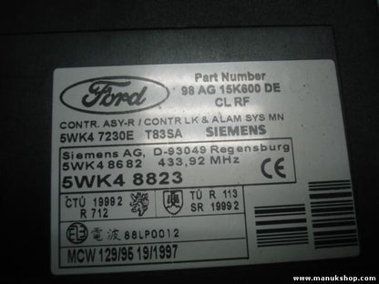 Controlador Confort Ford 98AG15K600DE 98 AG 15K600 DE SIEMENS 5WK48823 5WK47230E