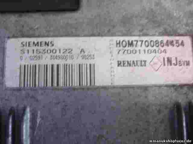 Centralita del motor Renault Megane 7700110404 HOM7700864454 SIEMENS S115300122A