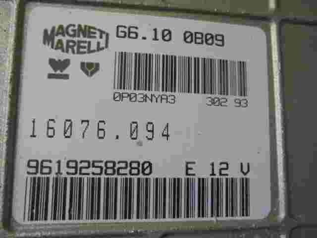 Centralina CITROEN PEUGEOT 9619258280 16076094 MAGNETI MARELLI G6100B09