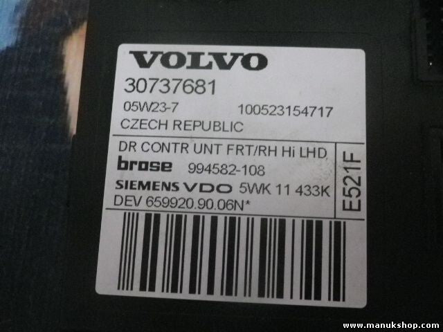 Centralita de elevalunas Volvo S40 30737681 BROSE SIEMENS VDO 994582108