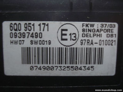 Los sensores de movimiento, sistema de alarma por infrarrojos VW 6Q0951171