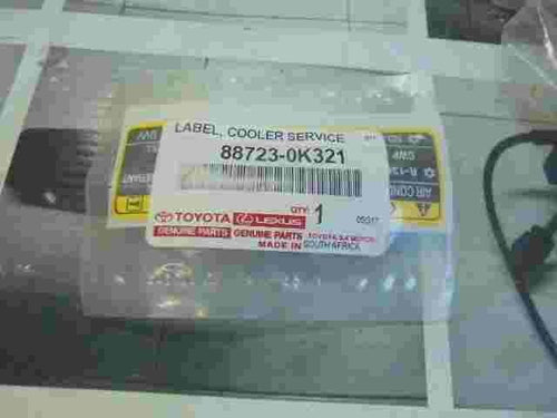 Label Cooler Service  Toyota Lexus Hilux 887230K321 88723-0K321