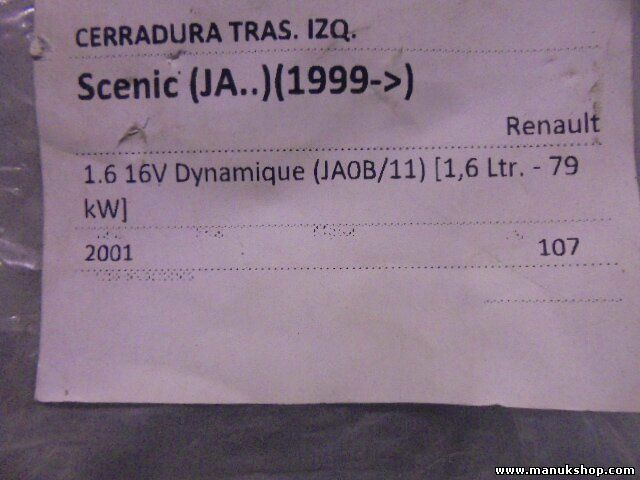  Cerradura puerta trasera izquierda Renault Scenic RX4 1.6 16V 7700434602