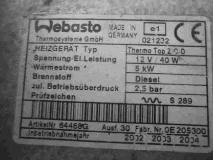 Calentador de la Unidad de Control BMW X5 Webasto Thermo 2,5 bar 91452C 00805602