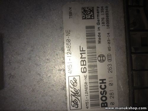 Centralita del motor Ford Focus 0281011263 4M5112A650NE 4M51 12A650 NE