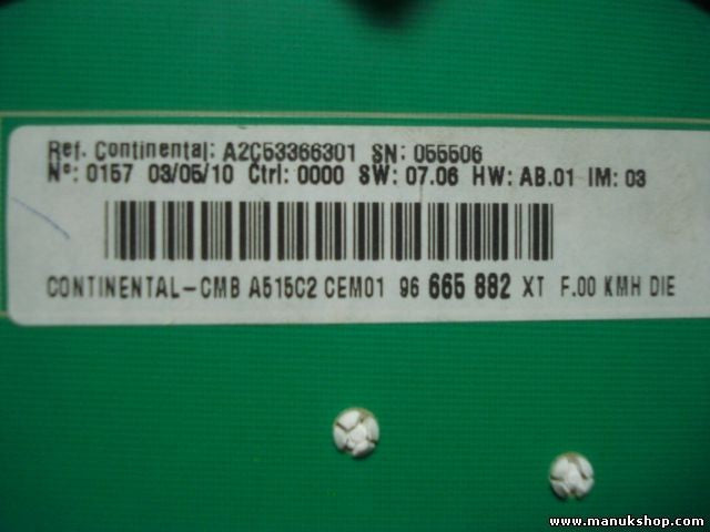 Cuadro de instrumentos Citroen C3 96665882XT CONTINENTAL A2C53366301 CMB A515C2