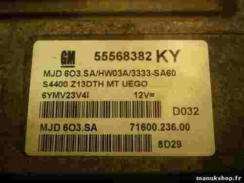 Centralita del motor Opel Corsa 1.3 CDTi Z13DTH 55568382 KY 55568382KY MJD6O3SA