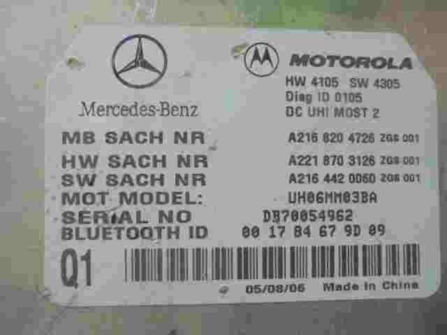 Centralita Bluetooth Teléfono Mercedes S Class W221 A2168204726 A2218703126