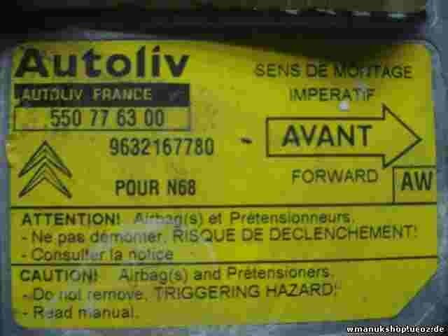 Sensor de impacto de airbag Citroen Xsara Picasso (AW) 9632167780 550776300