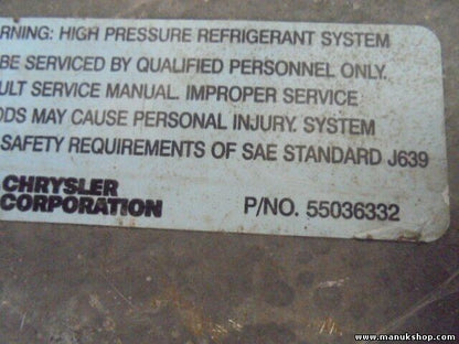 travesaño superior Jeep Cherokee (XJ) 2.5 TD 55036332 82300101 82300349 R134A