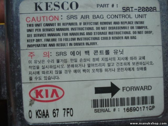 Sensor de impacto de airbag Kia Clarus KESCO SRT-2000R 0K9AA677F0 0 K9AA 67 7F0