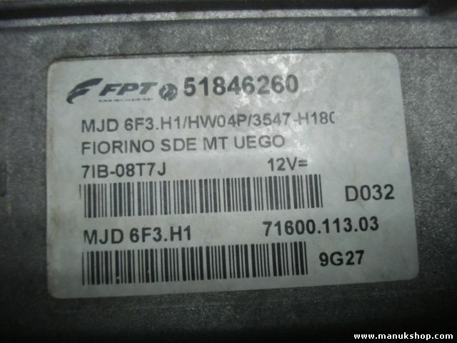 Centralita Fiat Fiorino M. MARELLI 51846260 MJD6F3H1 /HW04P/3547-H180 7160011303