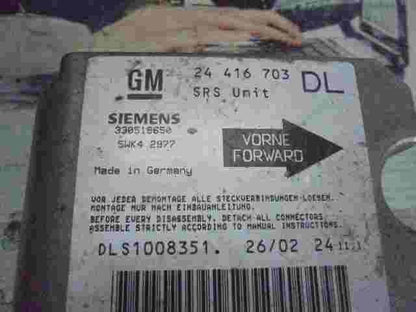 Sensor de impacto de airbag Opel Astra G Zafira 24416703 DL 24416703DL 5WK42977