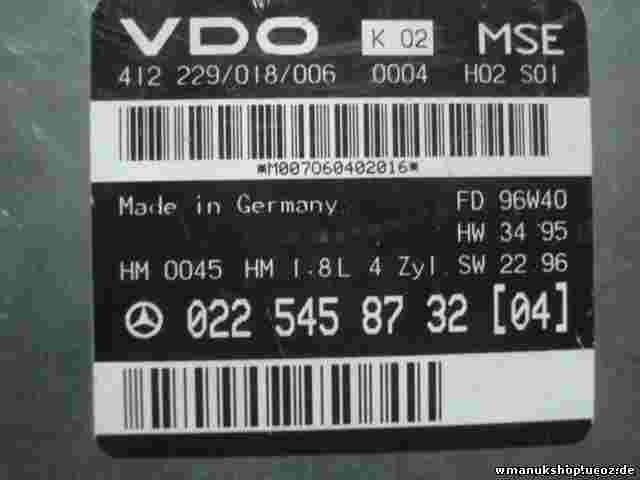 Centralita Mercedes W202 K02 022545873204 0225458732 FD 96W40 VDO 412229018006