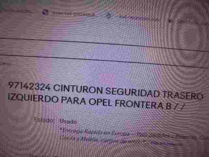 Cintura di sicurezza posteriore sinistra Opel Frontera B 97142324