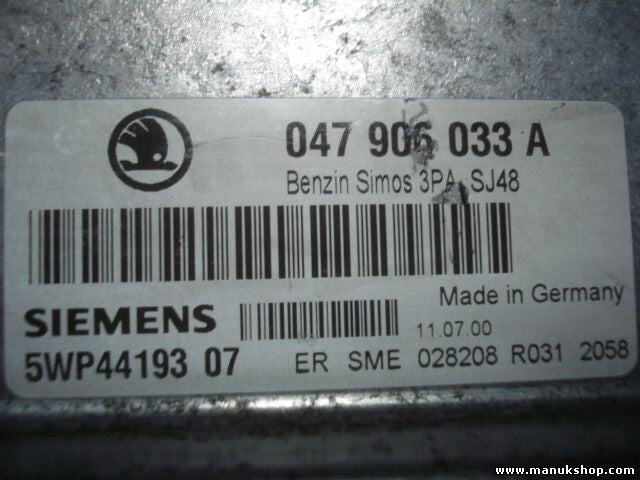 Centralita del motor Skoda Fabia SIMOS 3PA SJ48 047906033A 5WP4419307