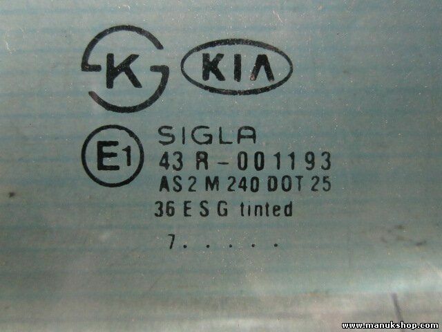 Cristal de la puerta trasero derecho Kia Sportage I 43R001193 AS2M240DOT25 