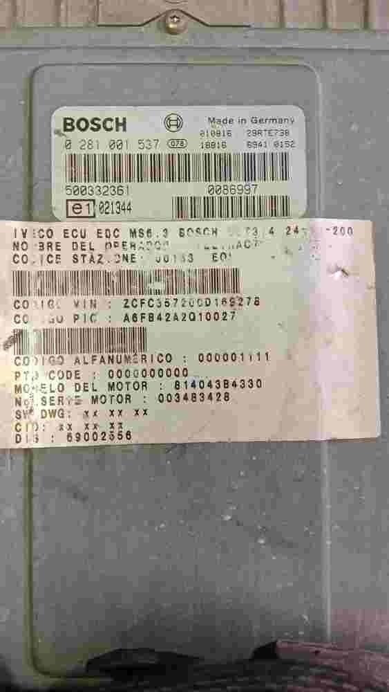 Centralita del motor Iveco Daily III 500332361 BOSCH 0281001537 0 281 001 537