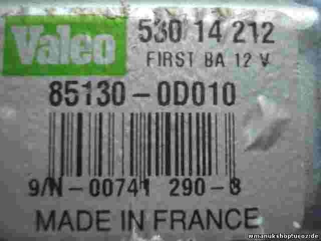 Motor del limpiaparabrisas trasero Toyota Yaris (P1) 851300D010 VALEO 53014212