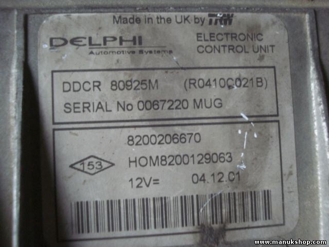 Centralita del motor Renault Cilo 8200206670 HOM8200129063 R0410C021B