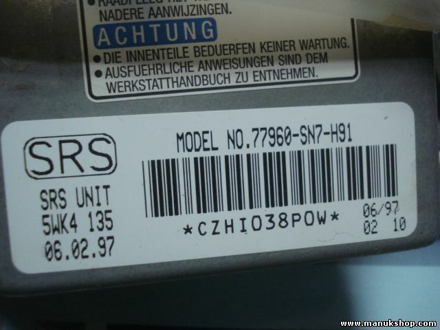 Airbag Centralita Honda Civic SRS 77960ST3E83 SIEMENS 5WK4136 5WK4 136 06 /97