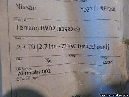 Aforador Nissan Terrano Ford Maverick WD21 1987 TD27T 2.7TD 2.7Ltr 73KW 