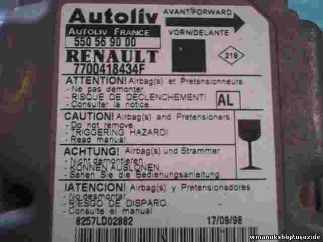 Sensor de impacto de airbag Renault Megane Scenic (AL) 7700418434F 550569000